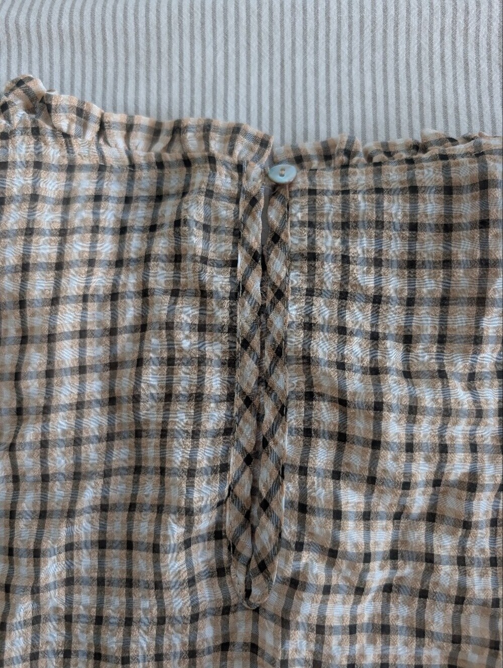 NWT Neo Noir Gingham Check Puff Sleeve Riko Blouse - Picture 5 of 5